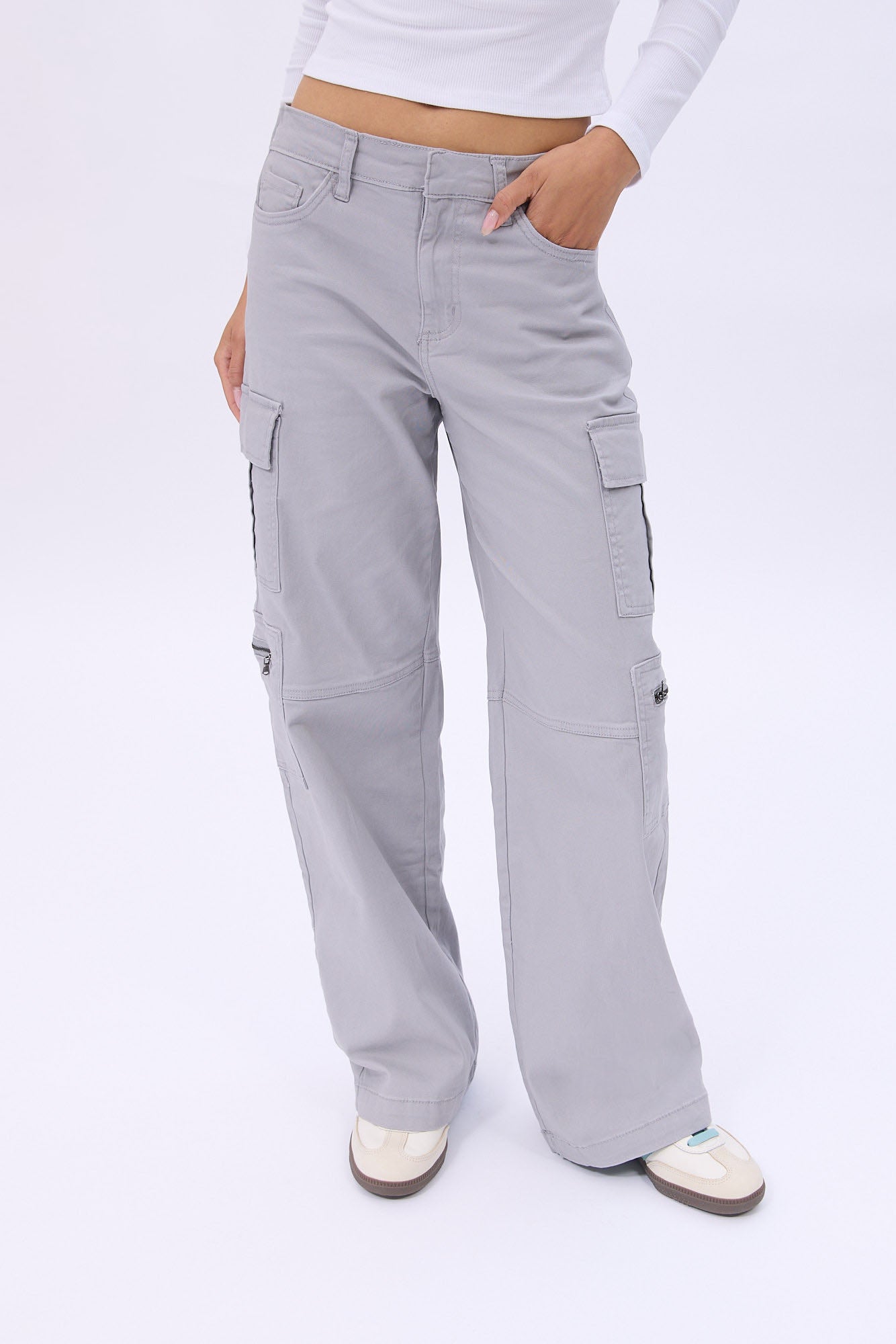 Super High Rise Wide Leg Twill Pants