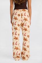 Pantalon pyjama pelucheux imprimé à cordon serrage en satin thumbnail 4