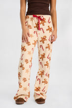 Pantalon pyjama pelucheux imprimé à cordon serrage en satin thumbnail 2