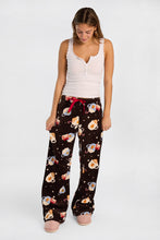 Pantalon pyjama pelucheux imprimé à cordon serrage en satin thumbnail 9