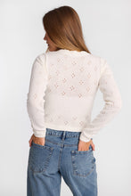 Pointelle Knit Button-Up Crew Neck Cardigan thumbnail 3