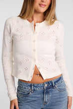 Pointelle Knit Button-Up Crew Neck Cardigan thumbnail 5