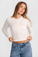 Pointelle Knit Button-Up Crew Neck Cardigan thumbnail 6