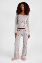 Ensemble haut henley à manches longues et pantalon pyjama à jambe large Super Doux imprimé intégral thumbnail 1