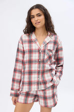 Plaid Flannel Button-Up Pajama Shirt thumbnail 1