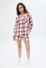 Plaid Flannel Button-Up Pajama Shirt thumbnail 3