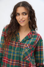 Plaid Flannel Button-Up Pajama Shirt thumbnail 8