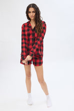 Plaid Flannel Button-Up Pajama Shirt thumbnail 11