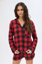 Plaid Flannel Button-Up Pajama Shirt thumbnail 9