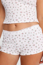 Short pyjama en tricot gaufré à bordure en dentelle thumbnail 3