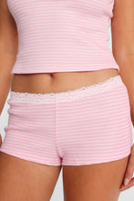 Short pyjama en tricot gaufré à bordure en dentelle thumbnail 14