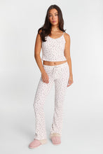 Pantalon pyjama à jambe semi-évasée en tricot gaufré thumbnail 5
