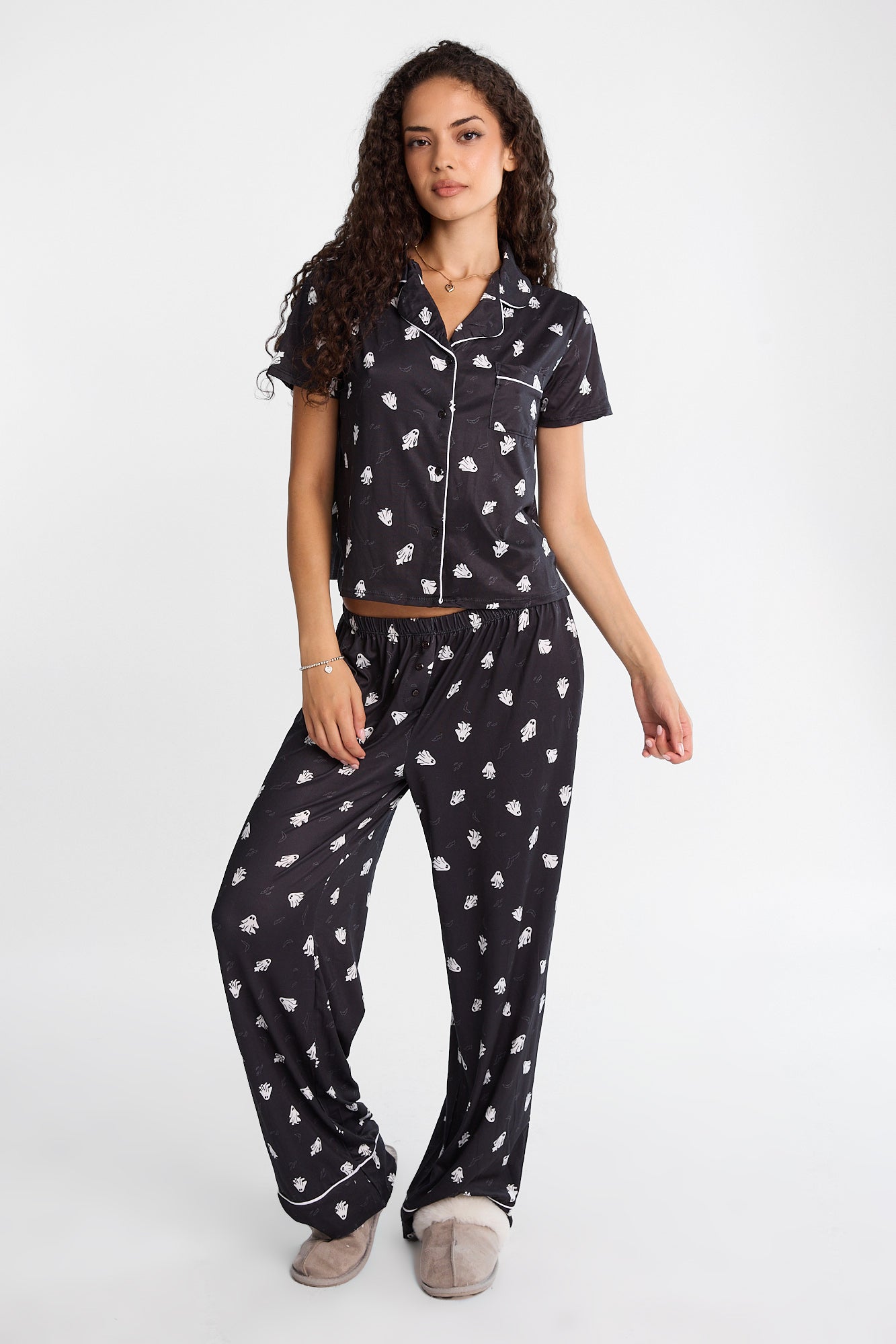 Ensemble chemise et pantalon pyjama coupe Dad Super Doux imprimé Halloween