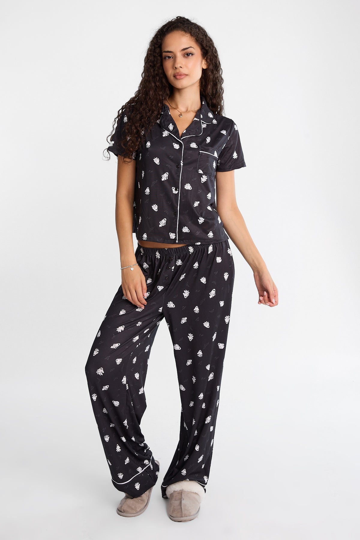 Halloween Graphic Super Soft Pajama Dad Shirt & Pants 2-Piece Set