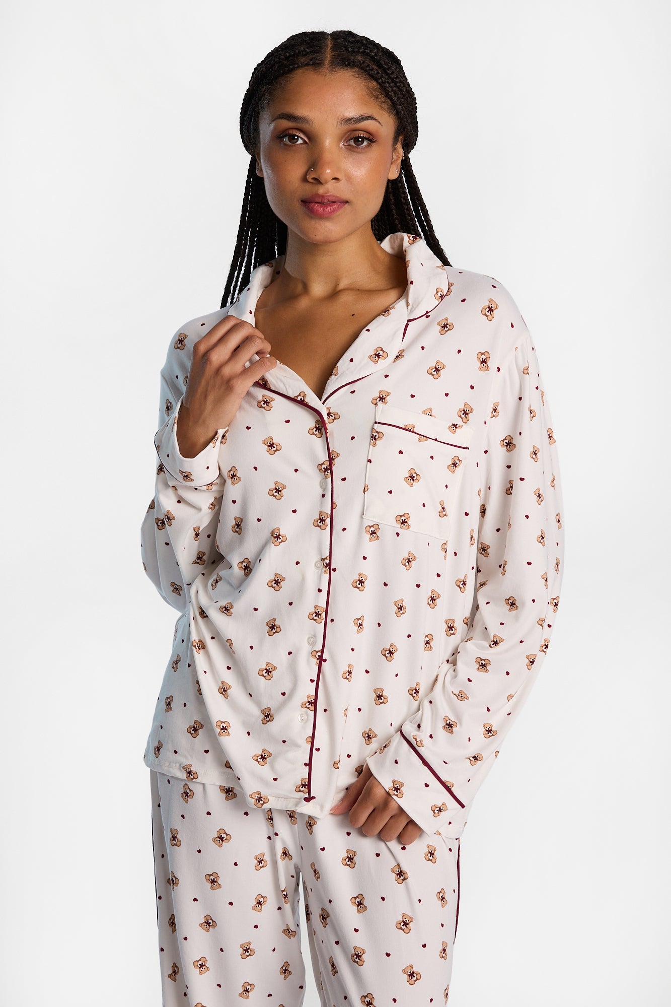 Ensemble chemise à manches longues et pantalon pyjama coupe Dad Super Doux imprimé intégral