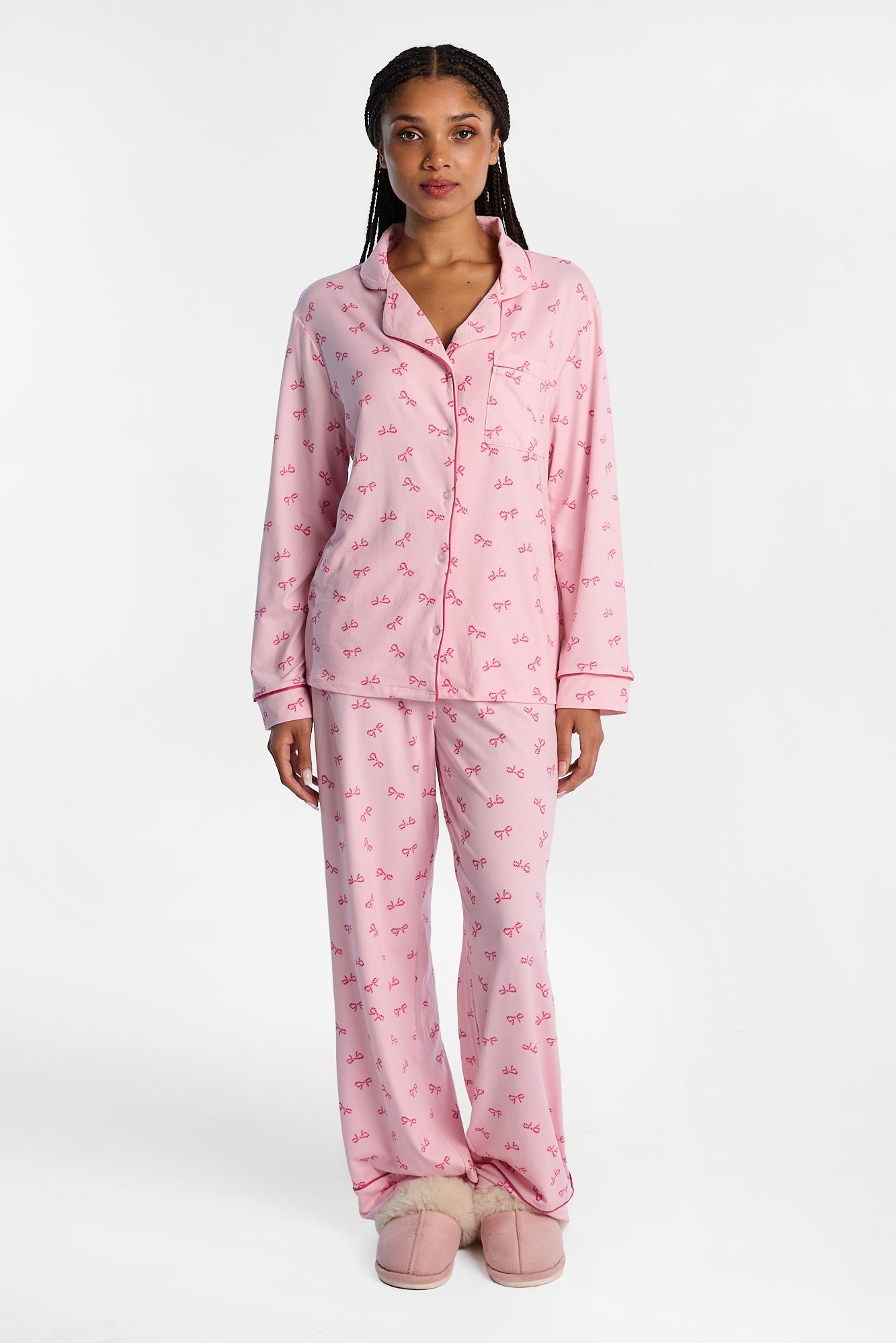Ensemble chemise à manches longues et pantalon pyjama coupe Dad Super Doux imprimé intégral