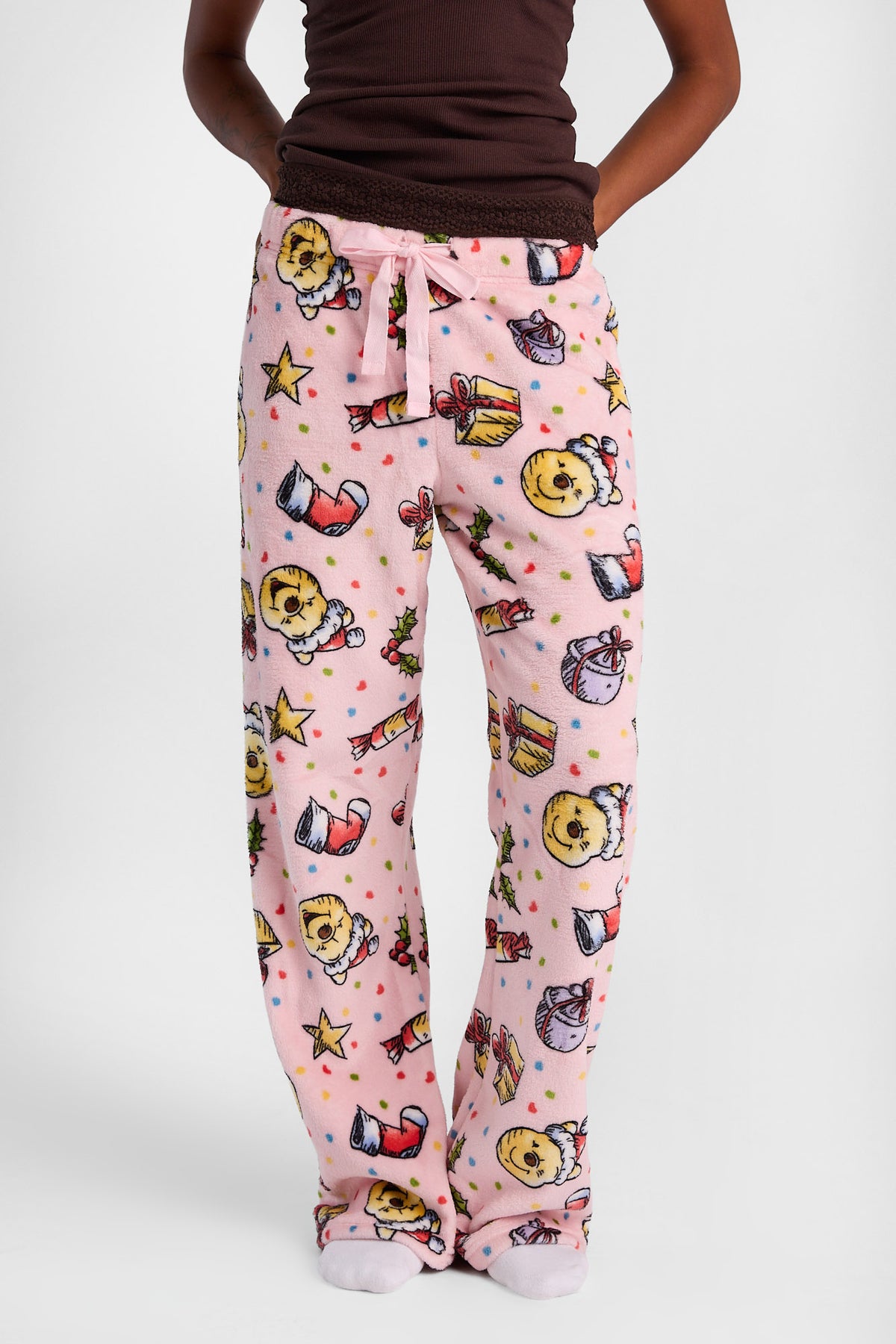 Winnie The Pooh Holiday Gift Polka Dot Plush Pajama Pants
