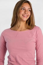 Winged Heart Rhinestones Applique Long Sleeve Slash Neck Top thumbnail 2
