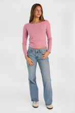 Winged Heart Rhinestones Applique Long Sleeve Slash Neck Top thumbnail 4
