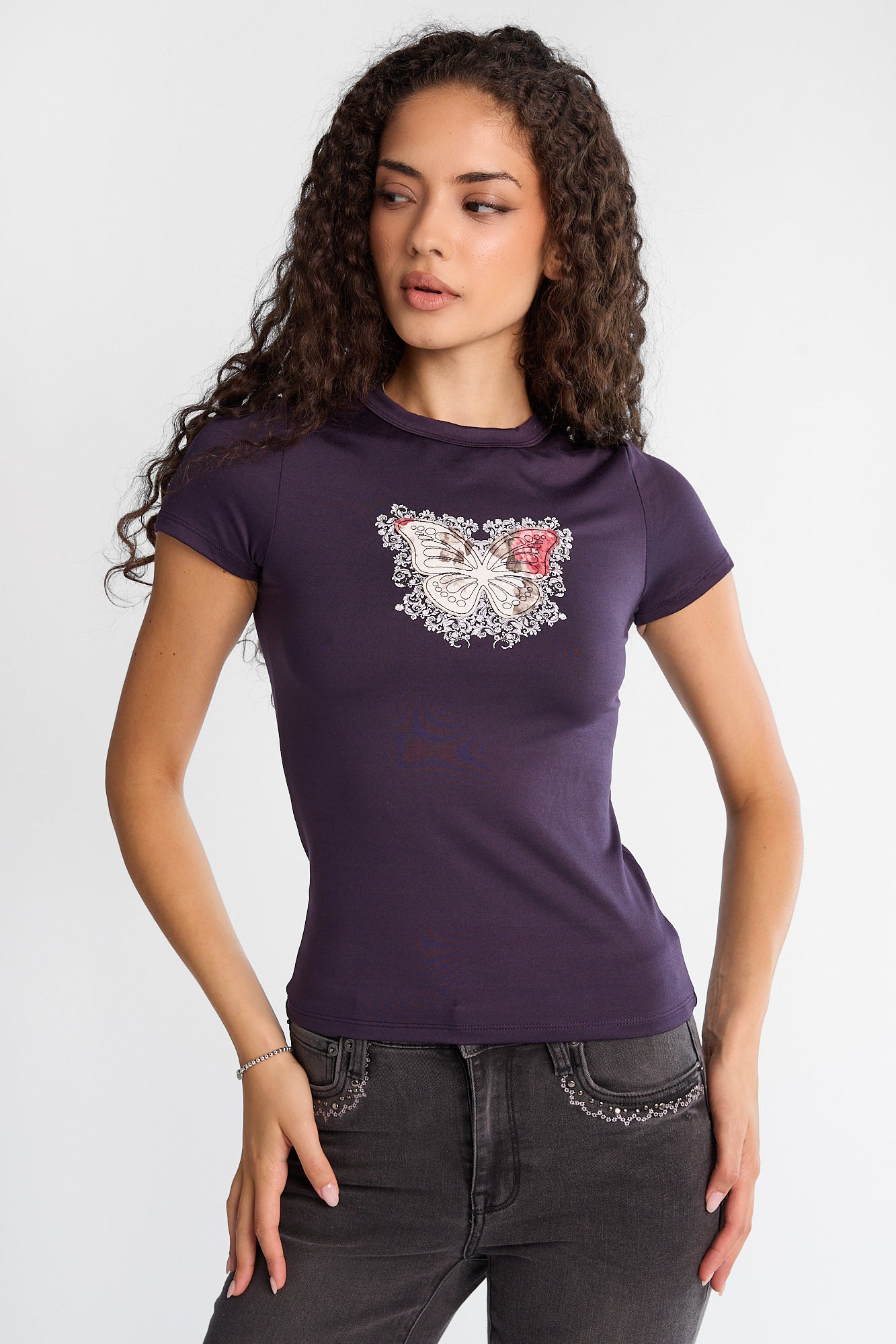 T-shirt super doux classique imprimé Papillon