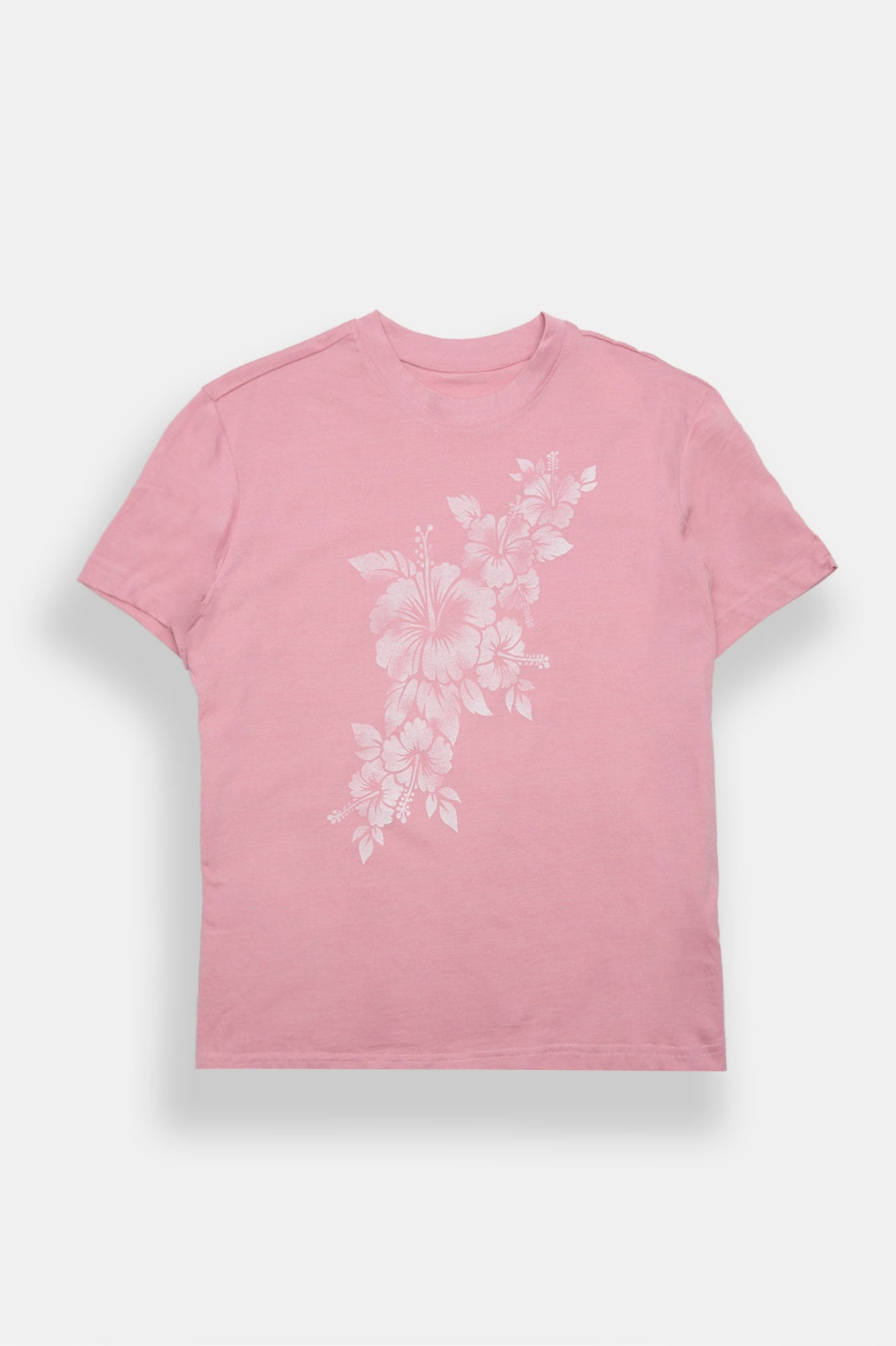 T-shirt coupe garçonne imprimé Hibiscus