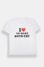 T-shirt coupe garçonne imprimé I Love To Make Boys Cry thumbnail 1