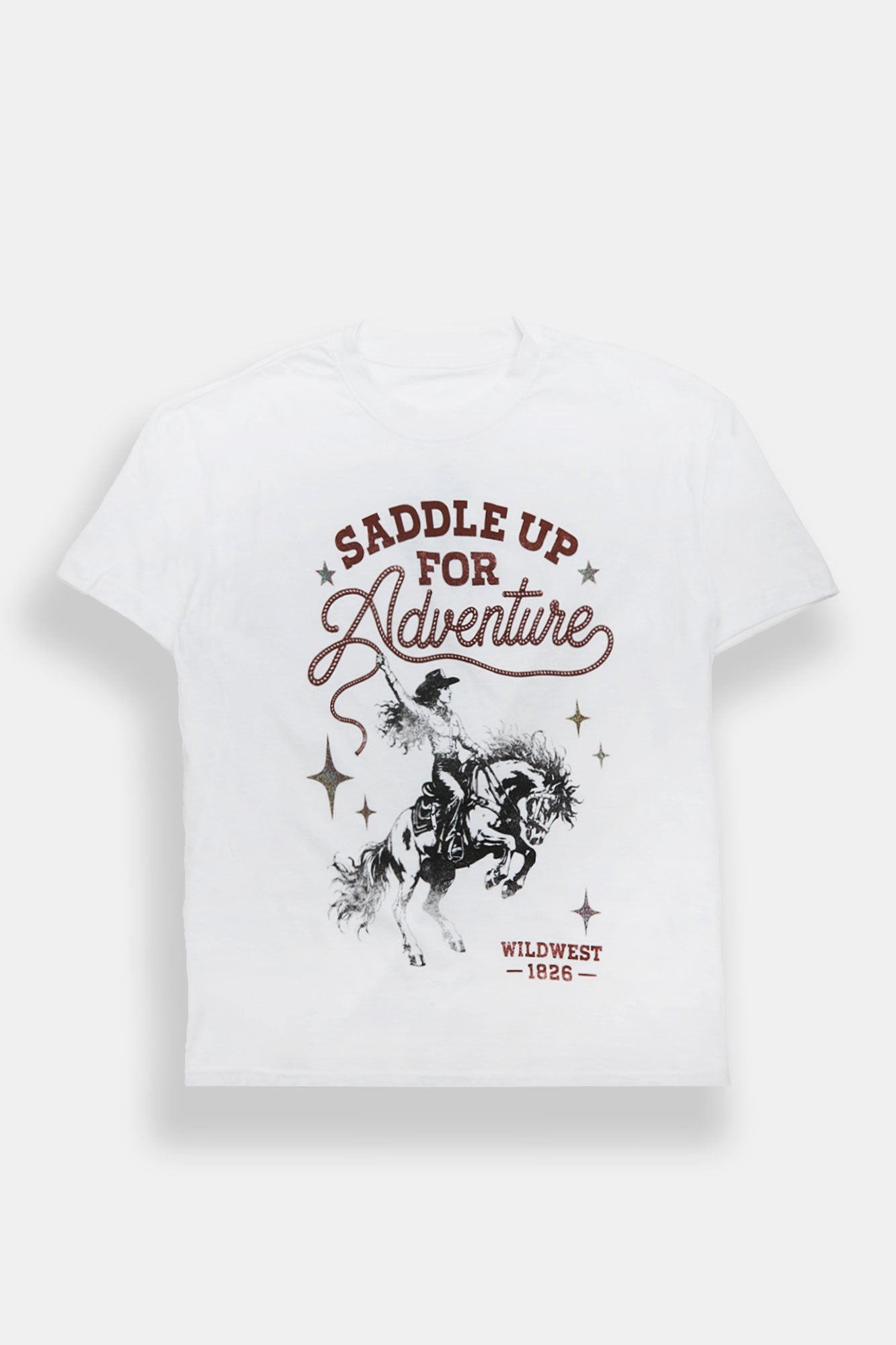 T-shirt coupe garçonne imprimé Cowgirl