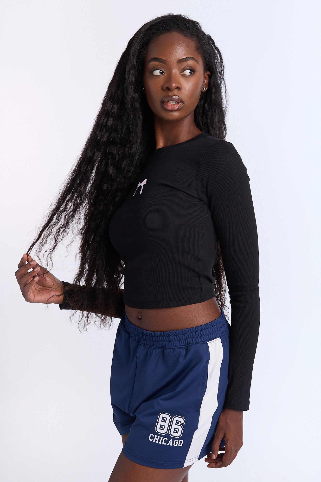 Bow Embroidered Graphic Long Sleeve Baby Tee