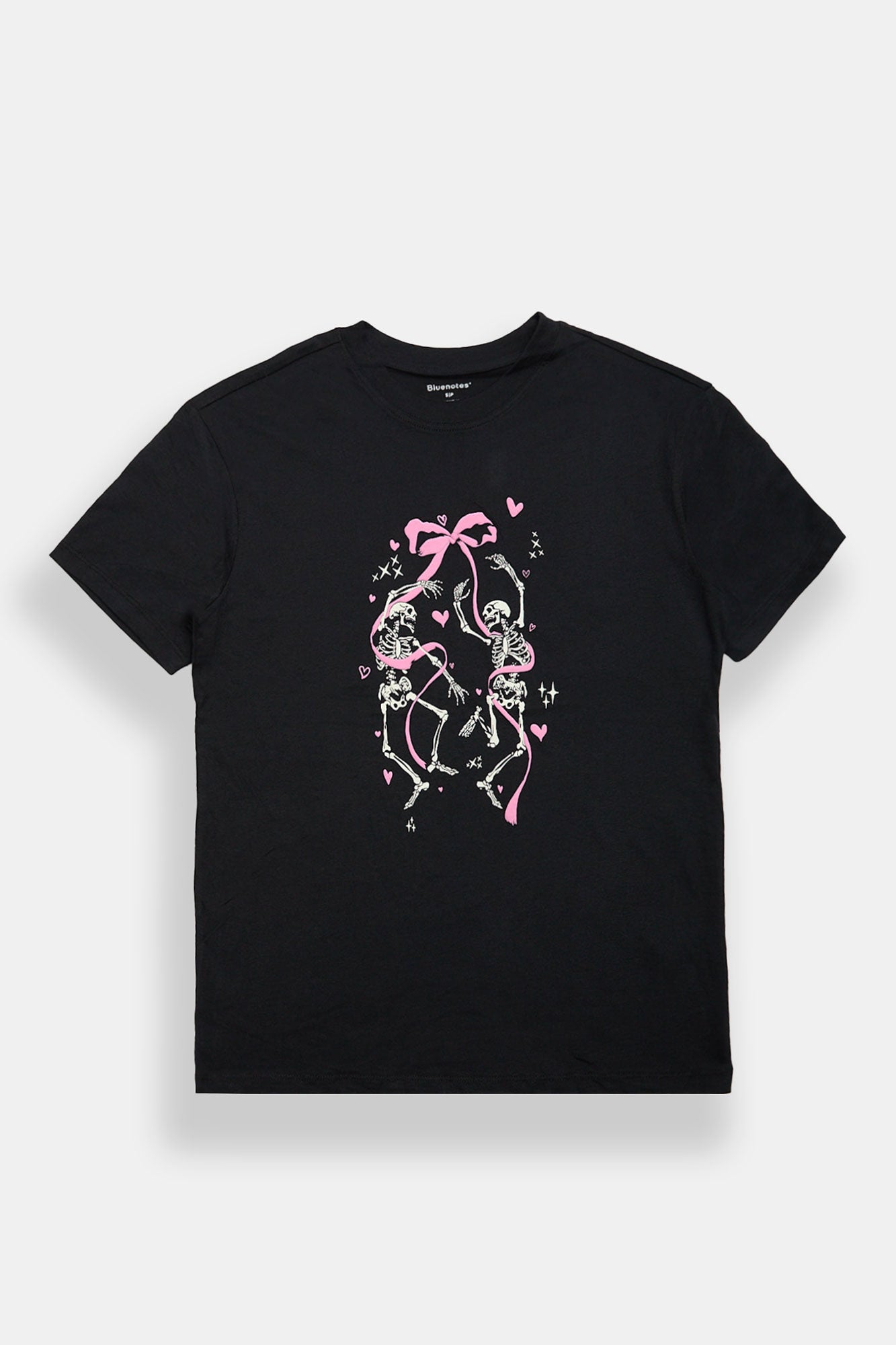 T-shirt coupe garçonne à graphique squelette et ruban
