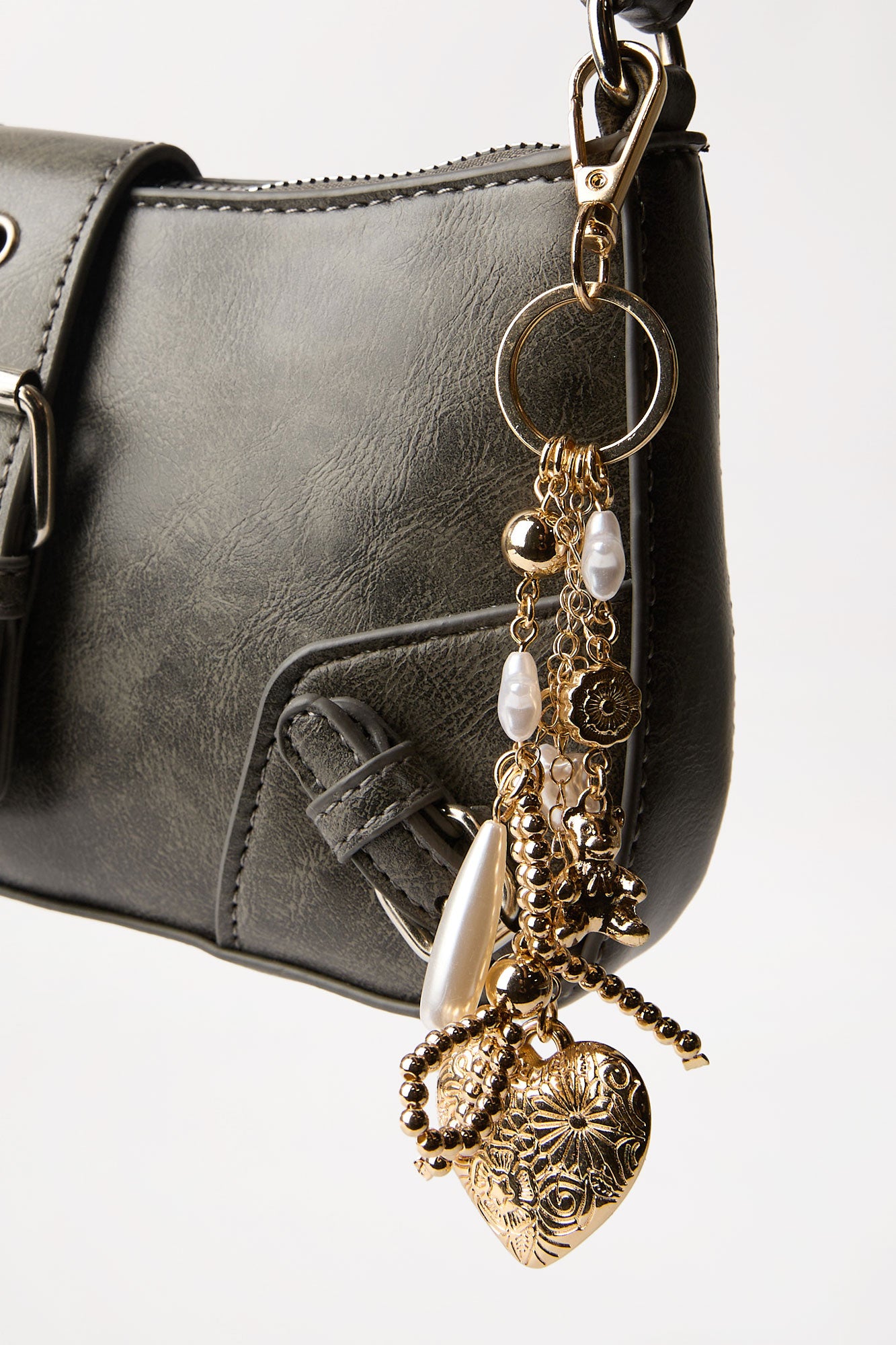 Heart & Bow Metal Keychain Bag Charm