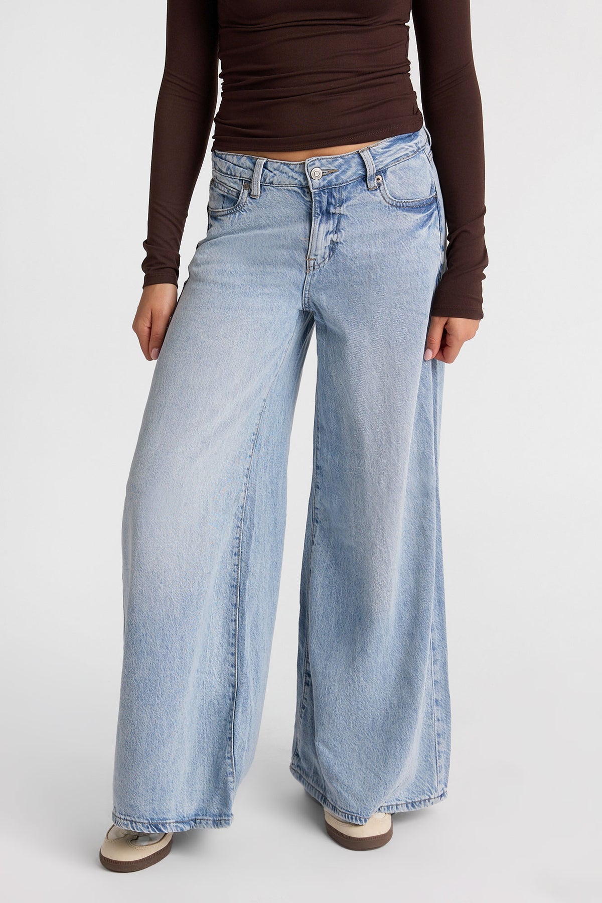 High Rise A-Line Wide Leg Jeans