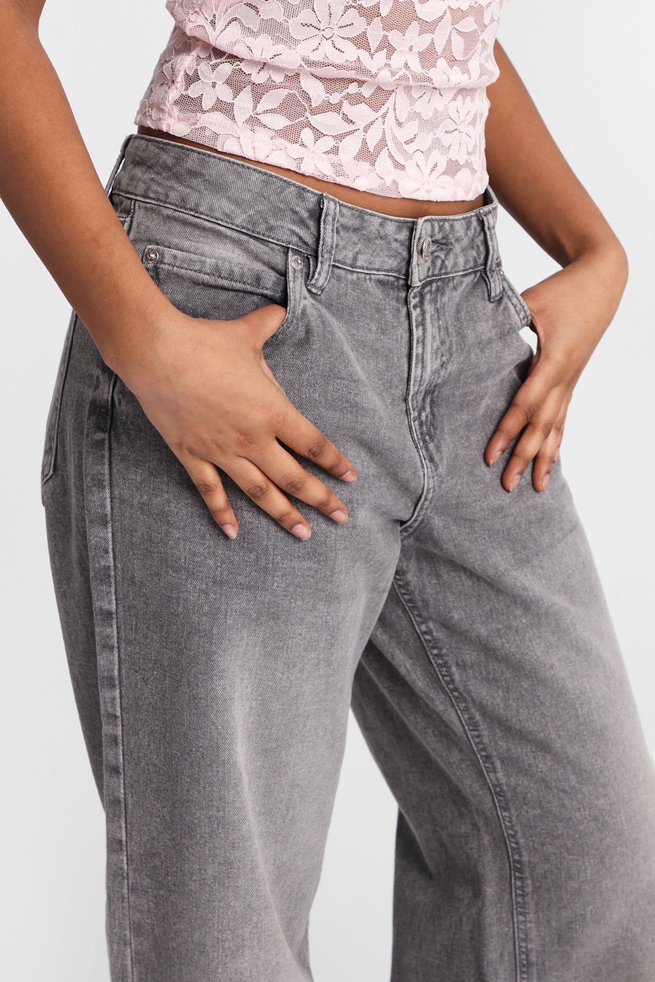 ポーカーズ BIO グレー JEANS dyed double waist Chloe Low Rise Baggy Jeans – Bluenotes
