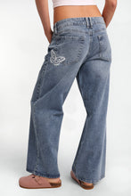 Butterfly Embroidered Chloe Low Rise Baggy Jeans thumbnail 1