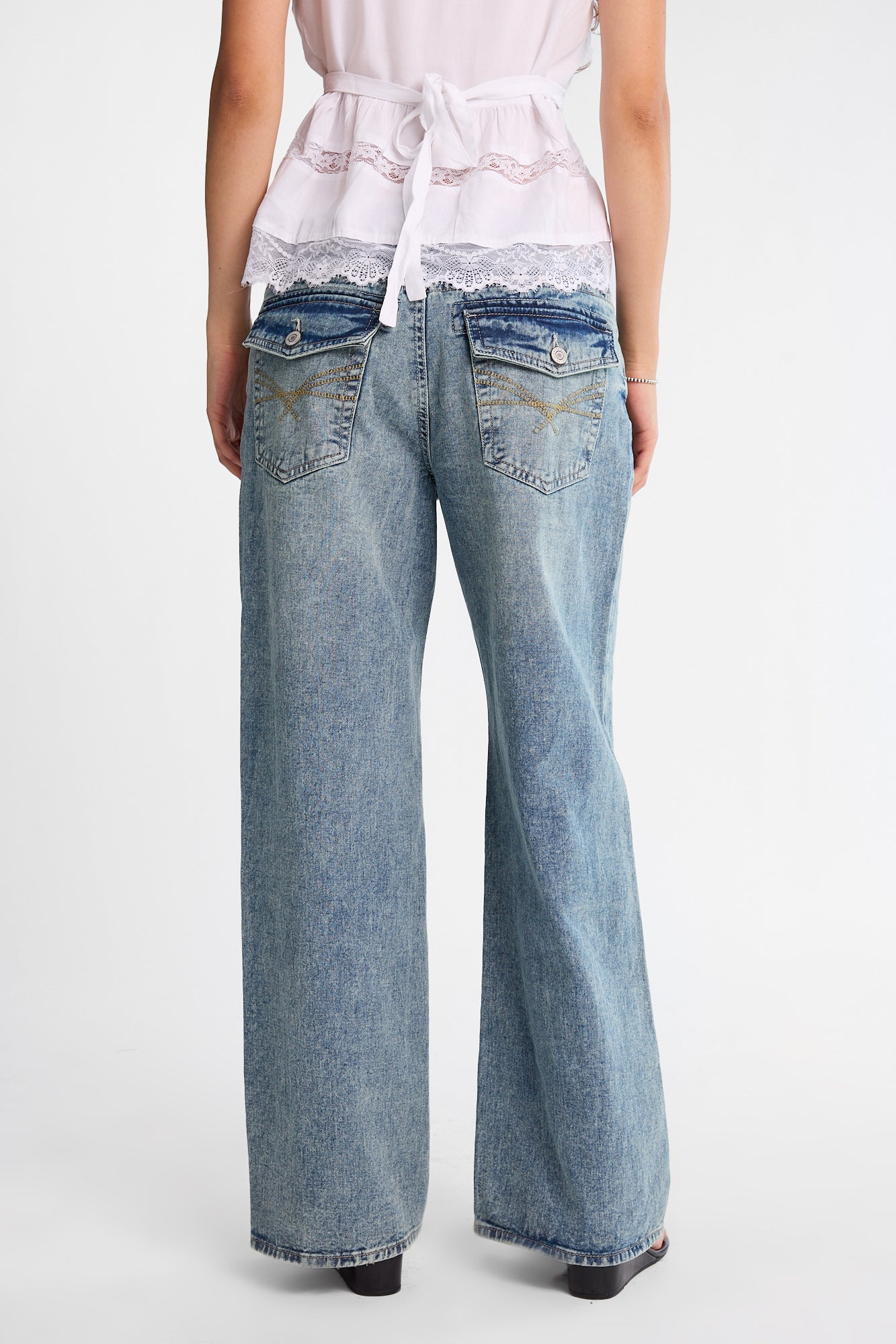 Chloe Embroidered Low Rise Baggy Jeans