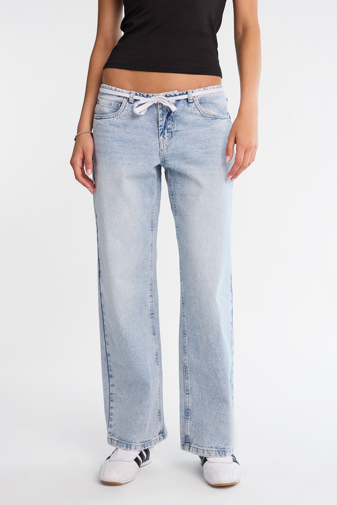 Chloe Low Rise Shoelace Belt Baggy Jeans