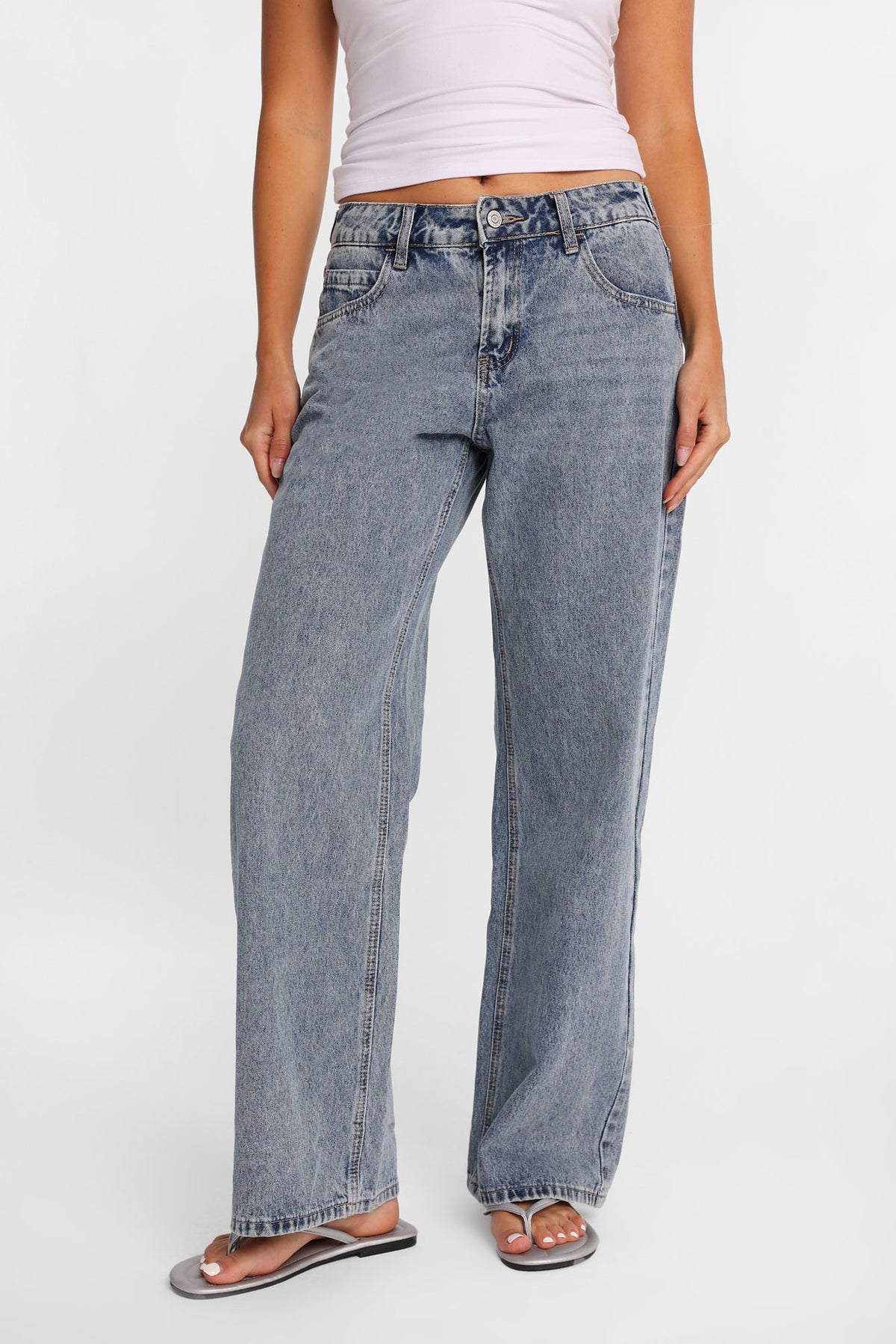 Chloe Adjustable Waist Low Rise Baggy Jeans