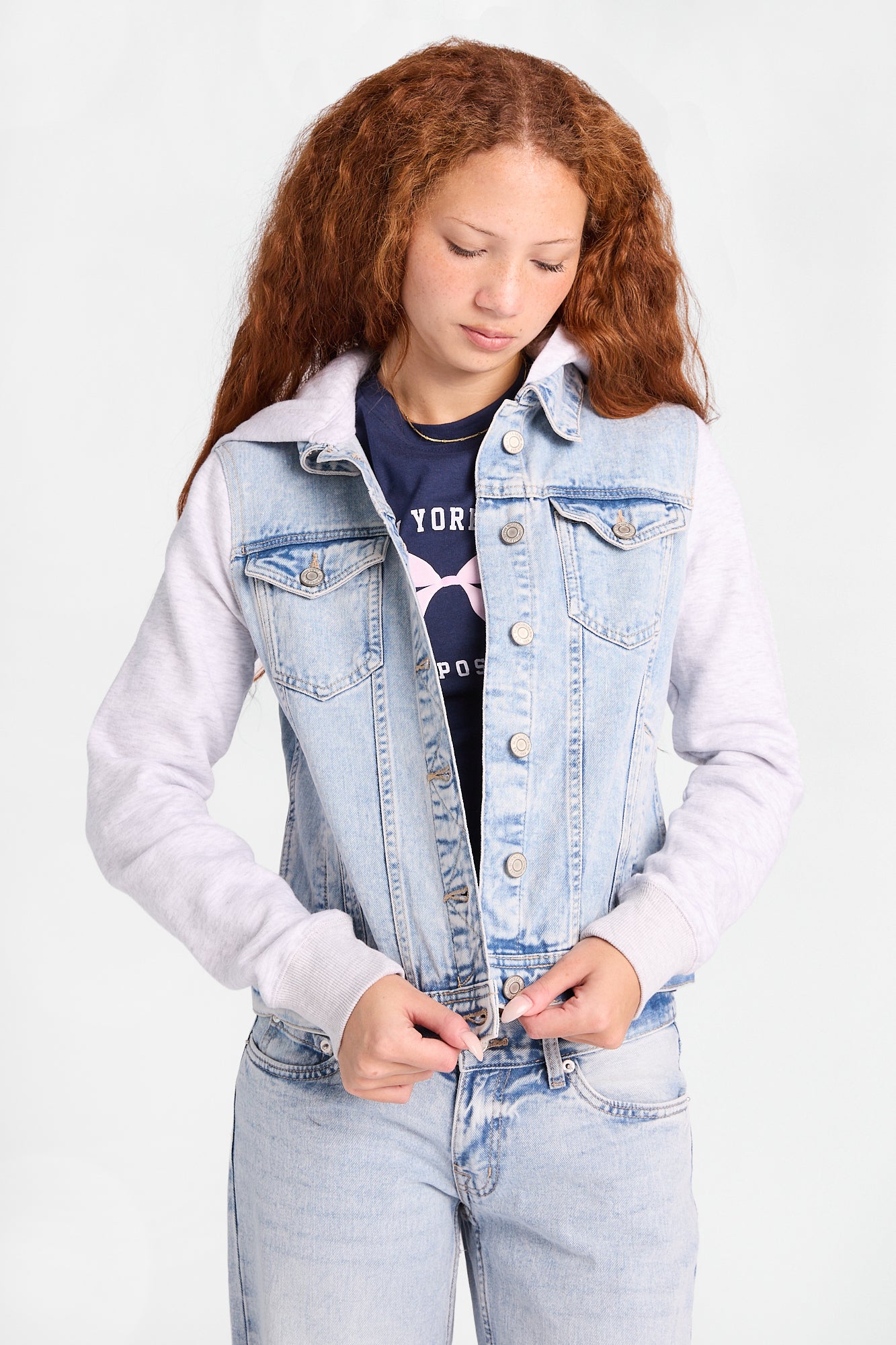 Fleece Hooded Denim Jacket