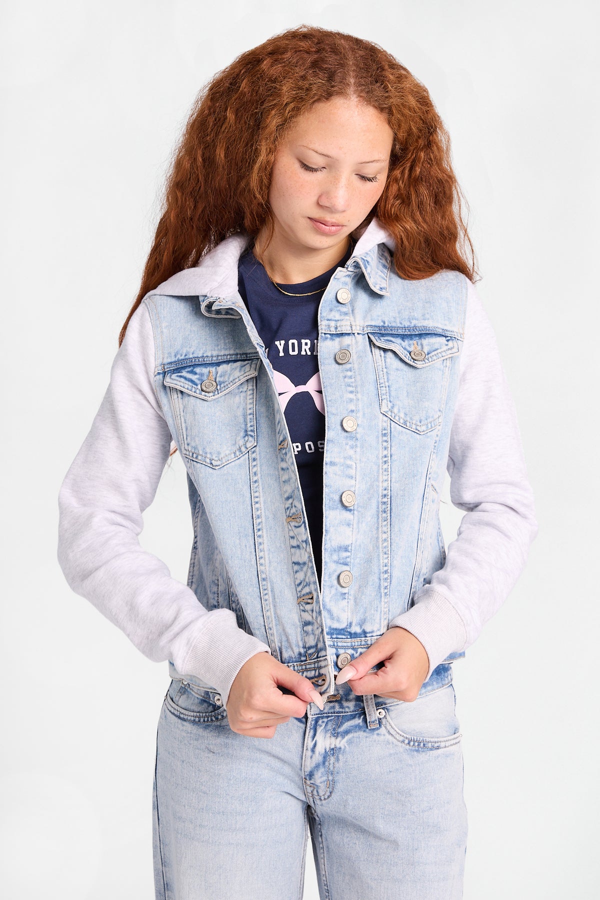 Fleece Hooded Denim Jacket