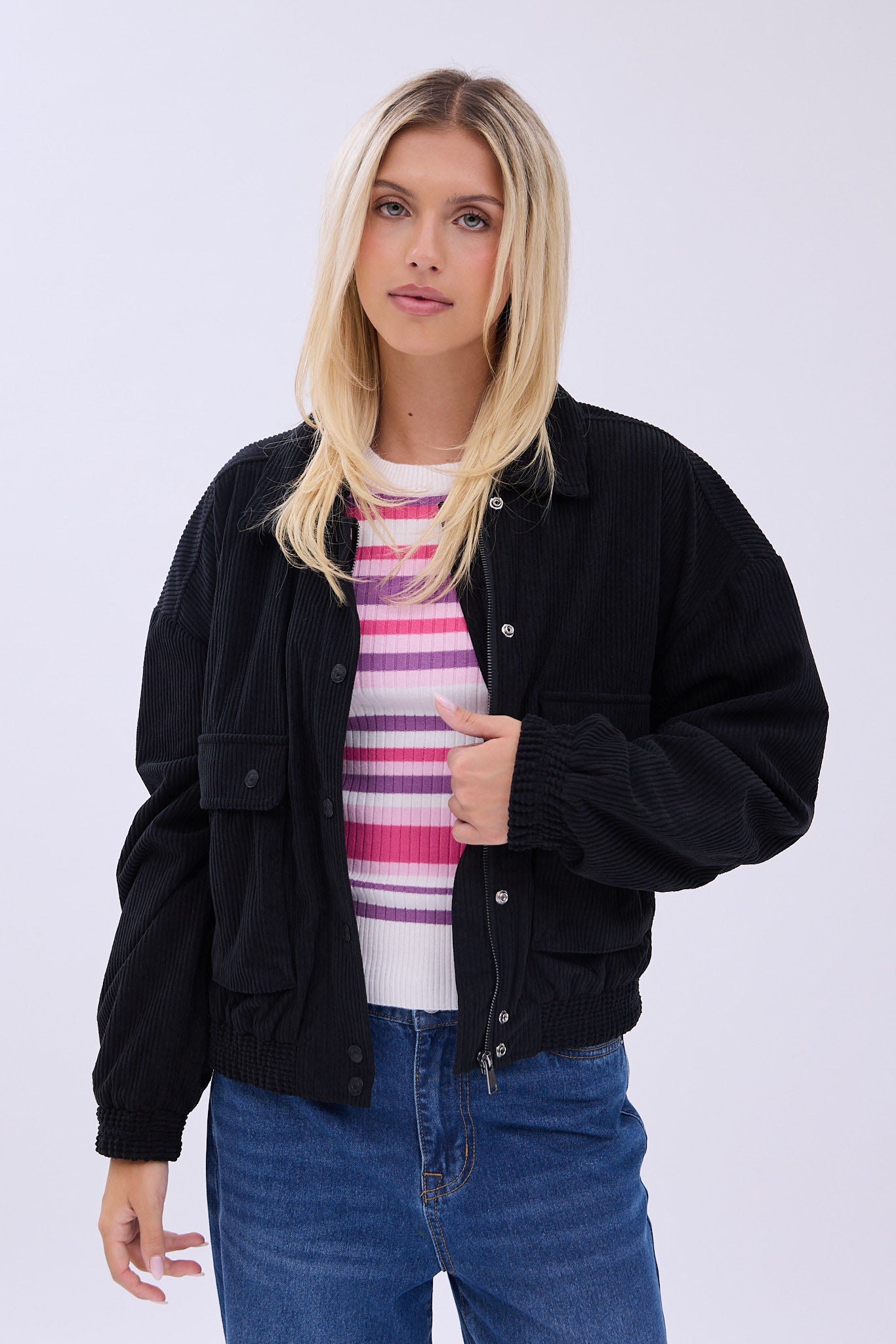 Corduroy Oversized Cargo Bomber Jacket