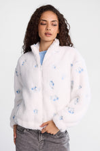 Chandail en molleton Sherpa zippé à broderie florale thumbnail 1