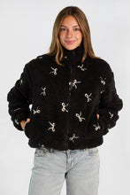 Blouson en peluche sherpa à fermeture à glissière à boucles brodées thumbnail 1