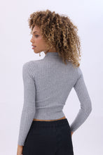 Quarter-Zip Ribbed Long Sleeve Mock Neck Sweater thumbnail 4