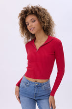 Quarter-Zip Ribbed Long Sleeve Mock Neck Sweater thumbnail 5