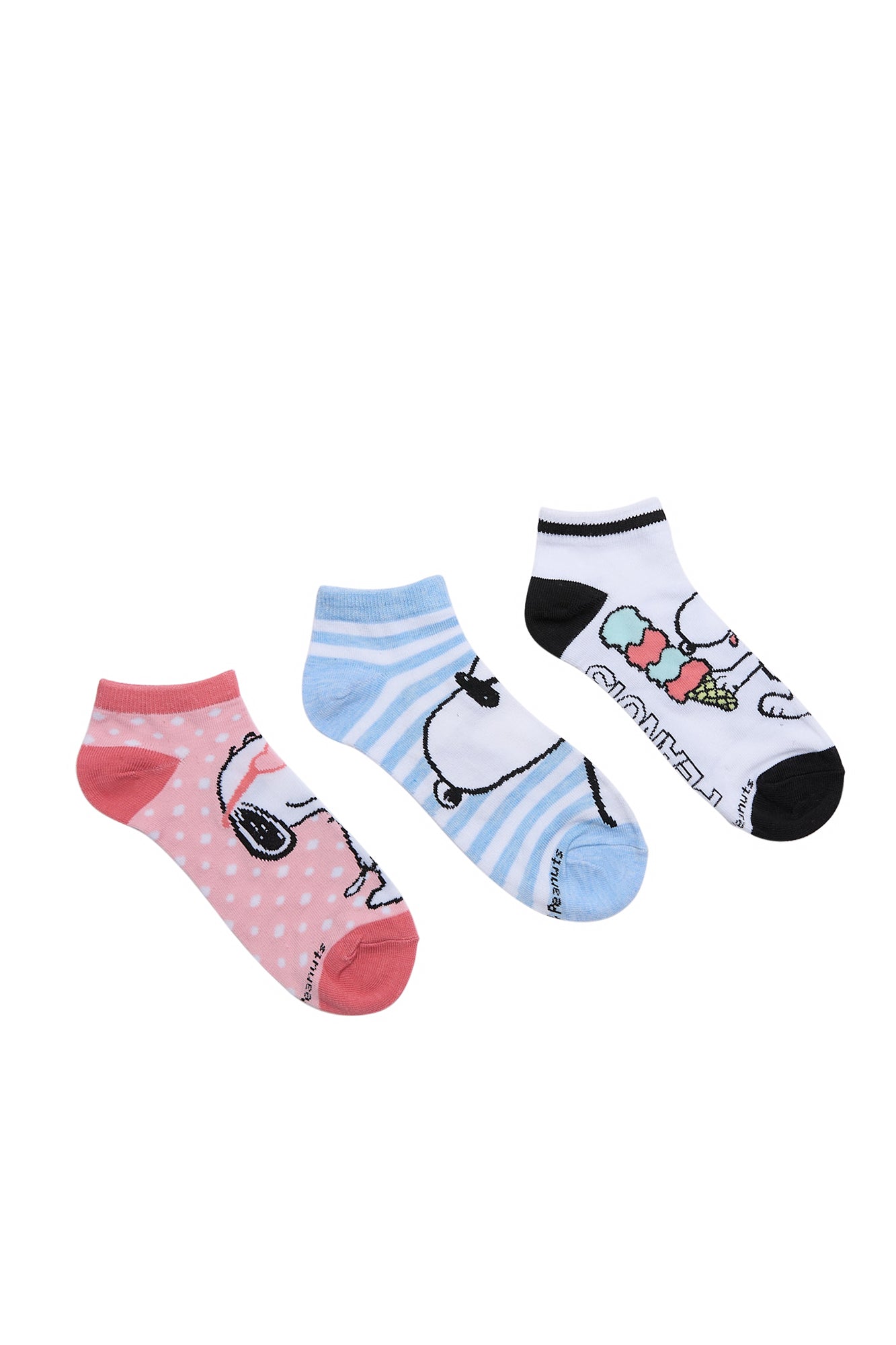 Peanuts Snoopy Printed Ankle Socks 3-Pack