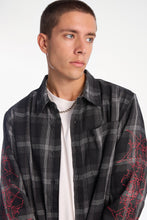 Abstract Print Cotton Flannel Plaid Button-Up Boxy Shirt thumbnail 2