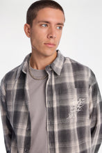 Skull Print Cotton Flannel Button-Up Boxy Shirt thumbnail 2