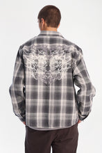 Skull Print Cotton Flannel Button-Up Boxy Shirt thumbnail 3