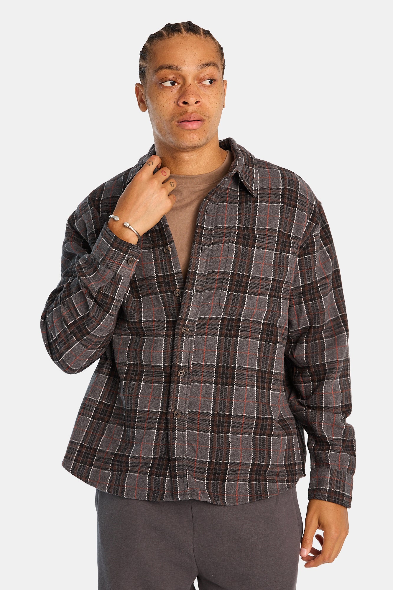 Chemise à carreaux décontractée boutonnée