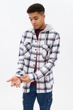North Western Plaid Flannel Hooded Overshirt thumbnail 1
