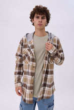 North Western Hooded Plaid Flannel Overshirt thumbnail 1